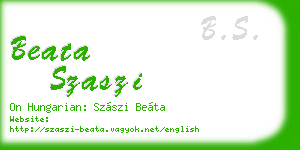 beata szaszi business card
